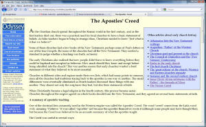Web page showing article on The Apostles Creed